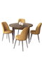 Hanah Home Juego de Mesa y Sillas de Comedor 5 Piezas Elegante Acogedor Tablero Partículas Metal Barroco Cappuccino